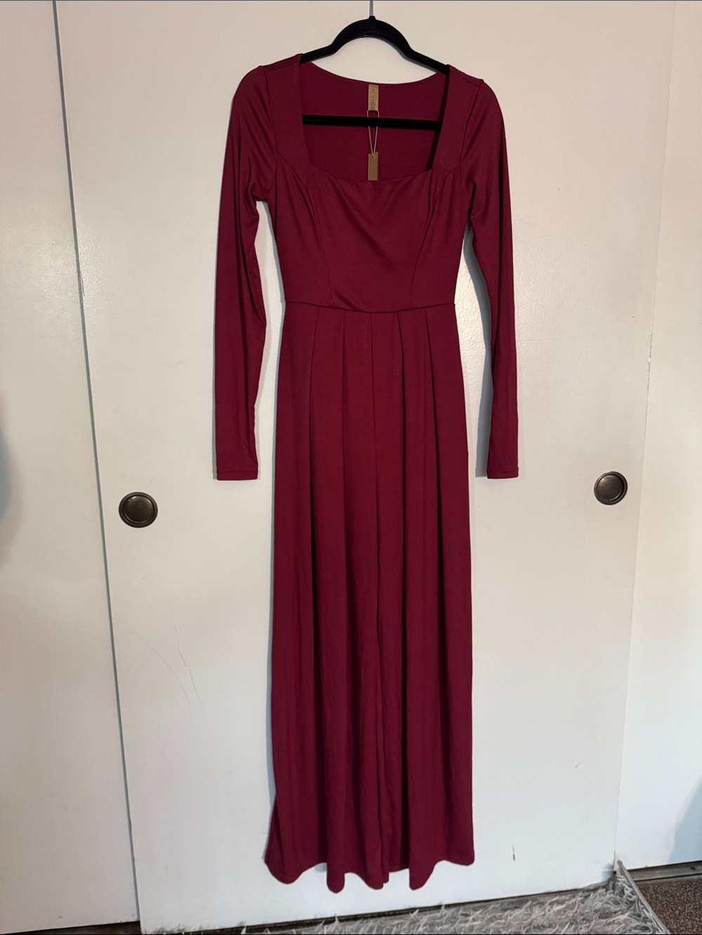 Shapellx Square Neckline Built-In Shaping  Jumpsuit in Burgundy